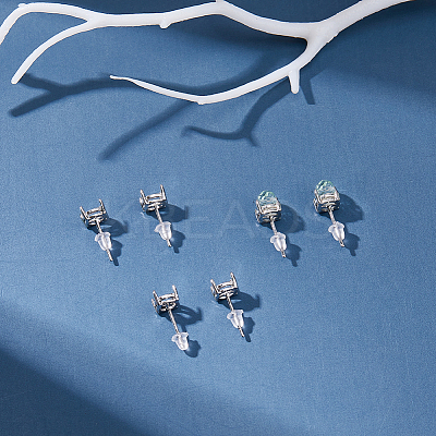 3 Pairs 925 Sterling Silver Stud Earring Findings DIY-DC0003-38-1