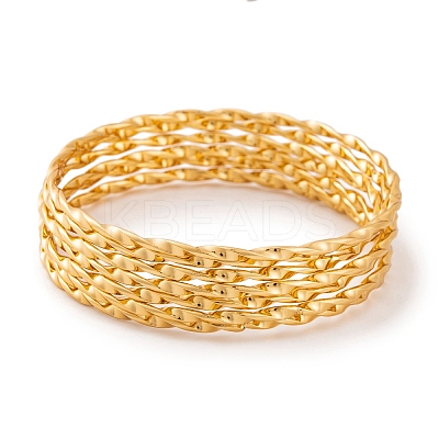 7Pcs PVD Vacuum Plating 304 Stainless Steel Textured Ring Bangles Set for Women BJEW-A011-13D-G-1
