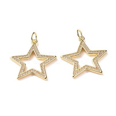 Brass Micro Pave Clear Cubic Zirconia Pendants ZIRC-P094-03G-RS-1