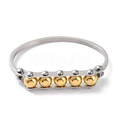 Round Beaded 304 Stainless Steel Bangles BJEW-G700-08GP-1