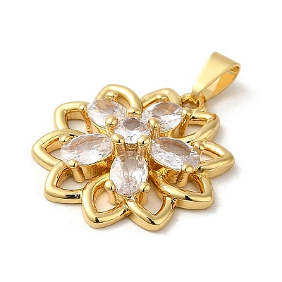 Rack Plating Brass Micro Pave Cubic Zirconia Pendants KK-P241-38G-1