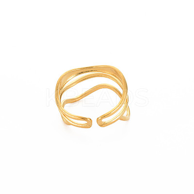 Ion Plating(IP) 304 Stainless Steel Wave Wrap Open Cuff Ring for Women LS-X-RJEW-S405-236G-1