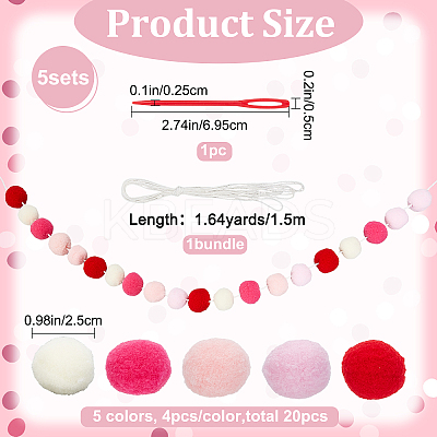 Wool Felt Ball Garland Colorful Pom Pom AJEW-WH0258-717A-1