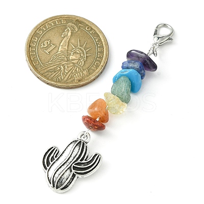 Alloy Cactus Pendant Decoration HJEW-JM01553-01-1