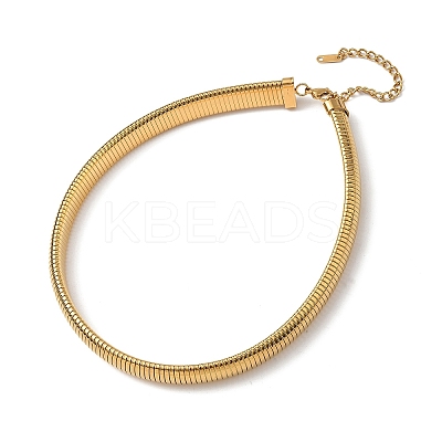 12MM 304 Stainless Steel Flat Snake Chain Necklaces for Women NJEW-U049-01G-1