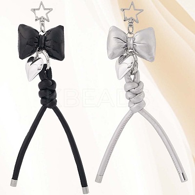 2Pcs 2 Colors Imitation Leather Keychain KEYC-CL0001-03B-1