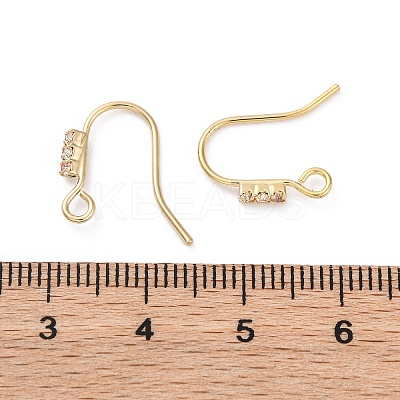 Brass Micro Pave Clear Cubic Zirconia Earring Hooks KK-Z084-10G-1