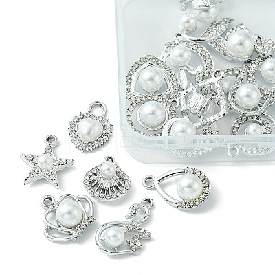 20Pcs 20 Style Alloy Crystal Rhinestone Pendants ALRI-YW0001-14-1