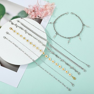 7 Styles Brass & 304 Stainless Steel & Alloy Chain Sets HJEW-SW00142-1