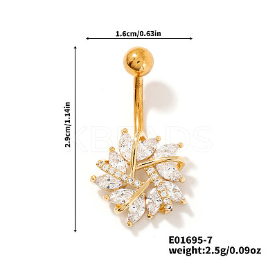 Shiny Brass Crystal Rhinestone Belly Button Rings CZ7821-7-1