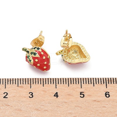 Brass Enamel Stud Earrings LS-EJEW-Q017-04G-1