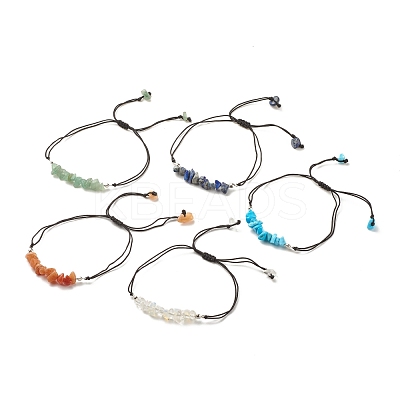 Gemstone Chips Braided Bead Bracelet for Women BJEW-JB08019-1
