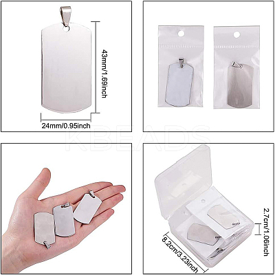 201 Stainless Steel Rectangle Stamping Blank Tag Pendants STAS-BC0002-18P-1