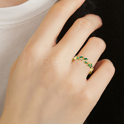 3Pcs 3 Colors Brass Micro Pave Cubic Zirconia Cuff Rings for Women RJEW-GO0001-28A-1