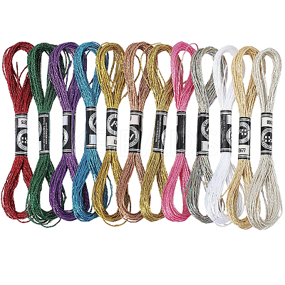 12 Skeins 12 Colors 12-Ply Metallic Polyester Embroidery Floss OCOR-CY0002-05-1