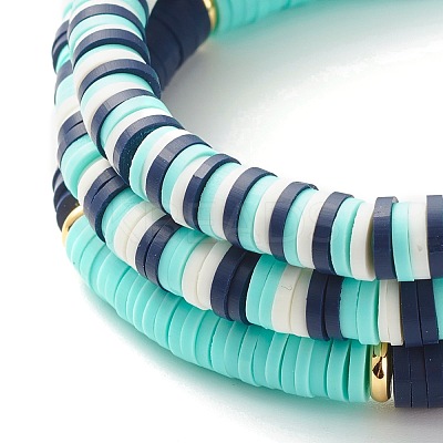 Handmade Polymer Clay Heishi Beads Stretch Bracelets Set BJEW-JB07335-1