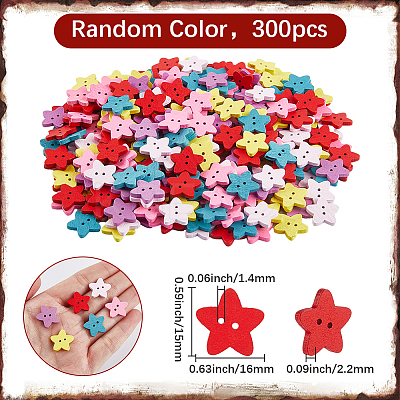300Pcs 2-Hole Wood Buttons BUTT-SP0001-04B-1
