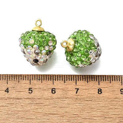Rhinestone Clay Brass Pendants KK-D295-05G-1