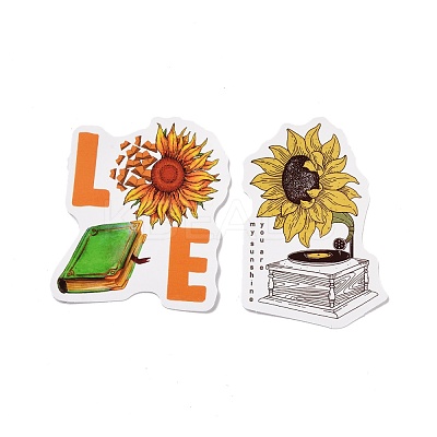 50Pcs Cartoon Sunflower Paper Sticker Label Set DIY-G066-03-1