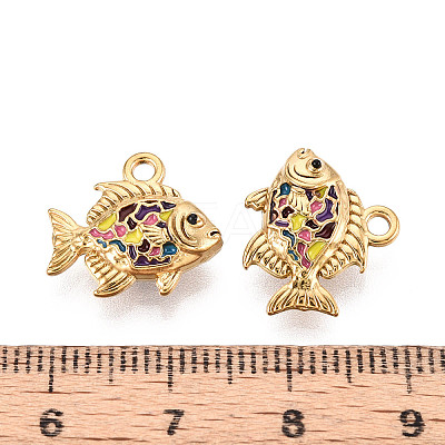 Ion Plating(IP) 304 Stainless Steel Enamel Pendants STAS-N114-06G-1