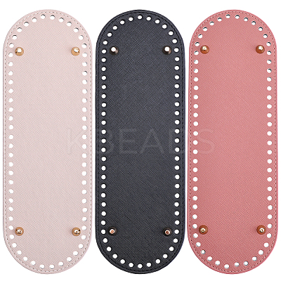 3Pcs 3 Colors Oval PU Leahter Knitting Crochet Bags Bottom AJEW-CL0001-77-1