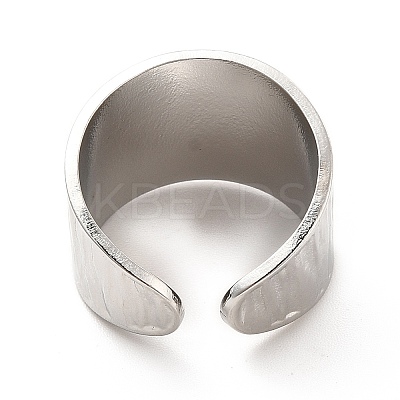 Non-Tarnish 304 Stainless Steel Textured Wide Band Open Cuff Ring for Women RJEW-F131-08P-1