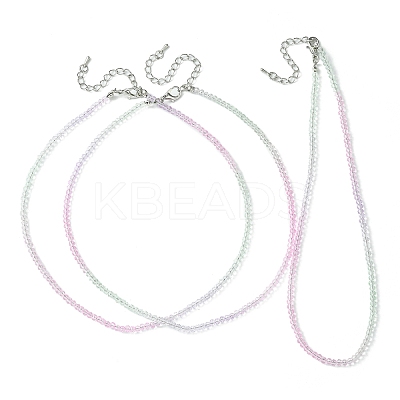 Faceted Rondelle Glass Beaded Necklace for Women NJEW-M208-01L-1