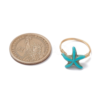 Synthetic Turquoise Finger Rings RJEW-JR00878-01-1