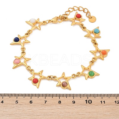 Bohemia Style 304 Stainless Steel Link Chain Bracelets for Women BJEW-M082-01G-03-1