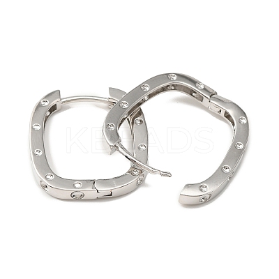 Brass Oval with Polka Dot Hoop Earrings for Woman EJEW-F314-02B-P-1