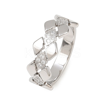 304 Stainless Steel Micro Pave Cubic Zirconia Finger Rings for Women RJEW-K315-03P-1