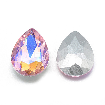 Pointed Back Glass Rhinestone Cabochons RGLA-T017-10x14mm-01-1