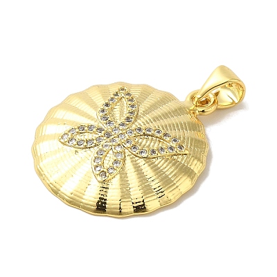 Brass Micro Pave Clear Cubic Zirconia Pendants KK-Z042-08G-1