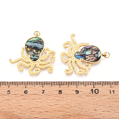304 Stainless Steel Pave Natural Shell Pendants STAS-N115-23B-G-1