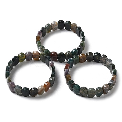 Natural Indian Agate Beaded Stretch Bracelet G-E010-01-02-1