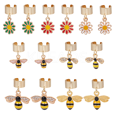 14Pcs 7 Styles Alloy Enamel Stethoscope Pendant Decorations HJEW-OC00168-1