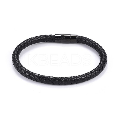 Man's Braided Leather Cord Bracelets BJEW-JB04255-01-1