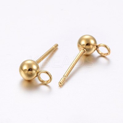 304 Stainless Steel Ball Stud Earring Findings X-STAS-E436-17B-G-1