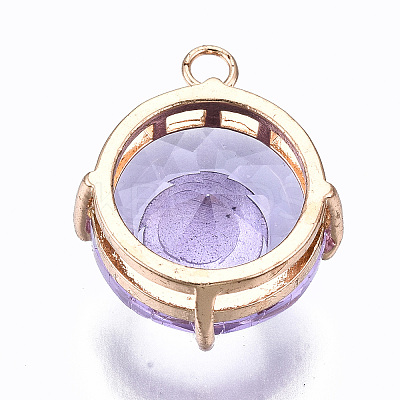Transparent Faceted Glass Pendants GLAA-S193-035B-LG-1