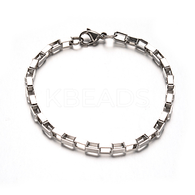 Tarnish Resistant 304 Stainless Steel Box Chain Bracelets LS-BJEW-M165-01P-1