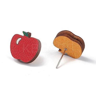 Natual Wood Easter Stud Earrings EJEW-C013-02G-1