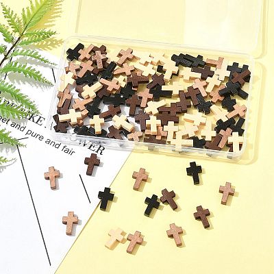 100Pcs 4 Colors Wooden Pendants WOOD-FS0001-50-1