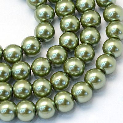 Baking Paint Pearlized Glass Pearl Round Bead Strands X-HY-Q003-10mm-49-1