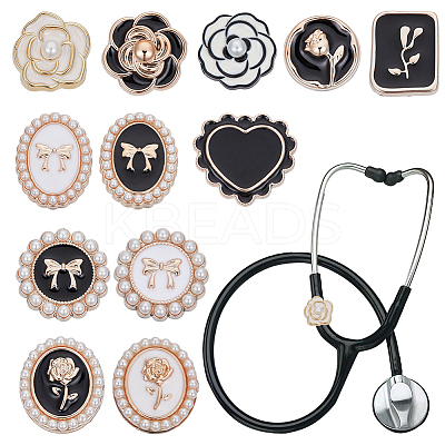 12Pcs Resin Enamel Stethoscope Pendant Decorations HJEW-OC00217-1