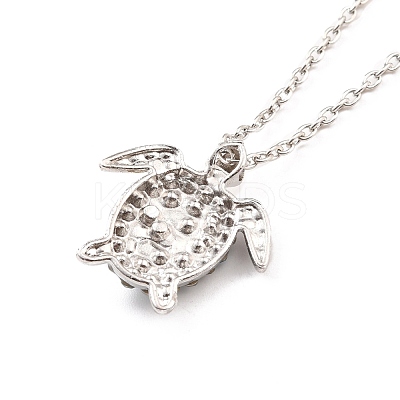 Aquamarine Rhinestone Sea Turtles Pendant Necklace for Women NJEW-I113-02G-1