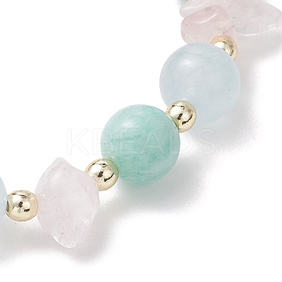 Natural Rose Quartz & Amazonite & Quartz Beads Stretch Bracelets for Women BJEW-JB13189-1