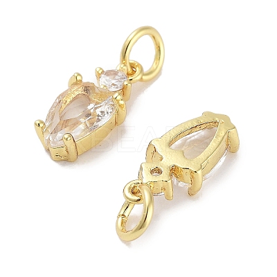 Brass Micro Pave Cubic Zirconia Charms KK-C051-09G-04-1