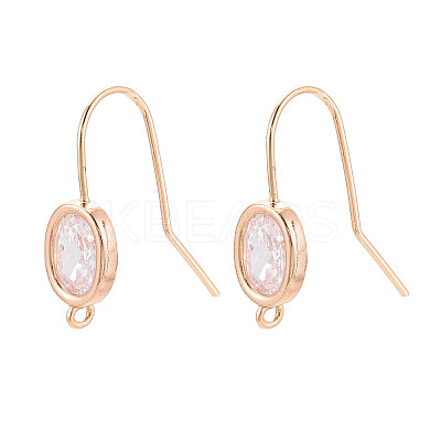 Brass Micro Pave Clear Cubic Zirconia Earring Hooks X-KK-N267-35G-1