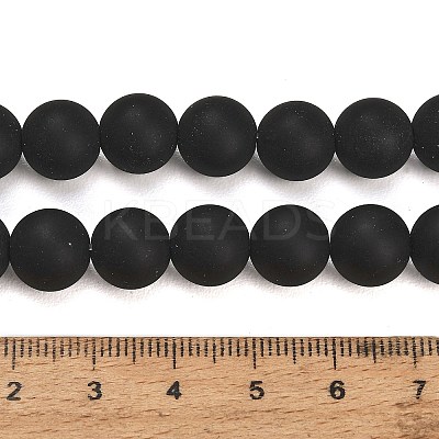 Natural Brazil Black Onyx(Dyed & Heated) Beads Strands G-Z024-01B-10mm-01-1