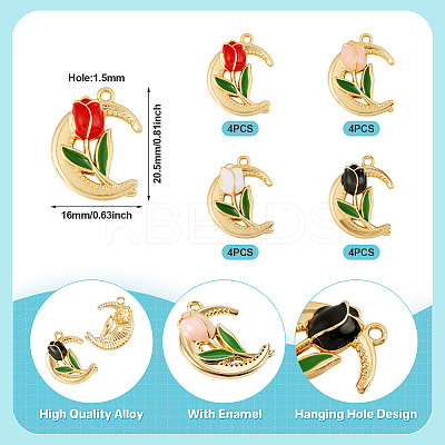 16Pcs 4 Colors Alloy Enamel Pendants ENAM-TA0002-29-1